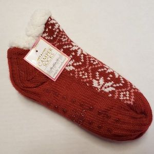 Simply Southern Soft & Cozy Camper Socks - Red sweater pattern with grip bottoms